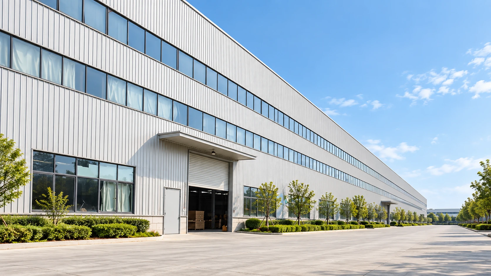 Exterior of a modern cabinetry and architectural millwork manufacturing facility.